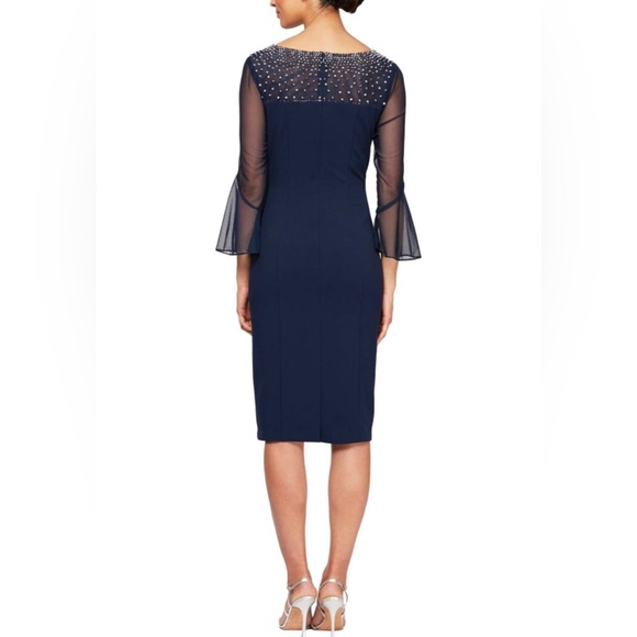 NWT Alex Evenings Short Shift Dress with Embellished Illusion Detail Sz 16 - Picture 2 of 6